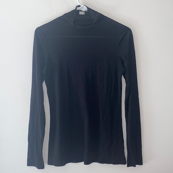 Aritzia Babaton Mock Neck Long Sleeve Semi Sheer Black Top - Picture 1 of 4
